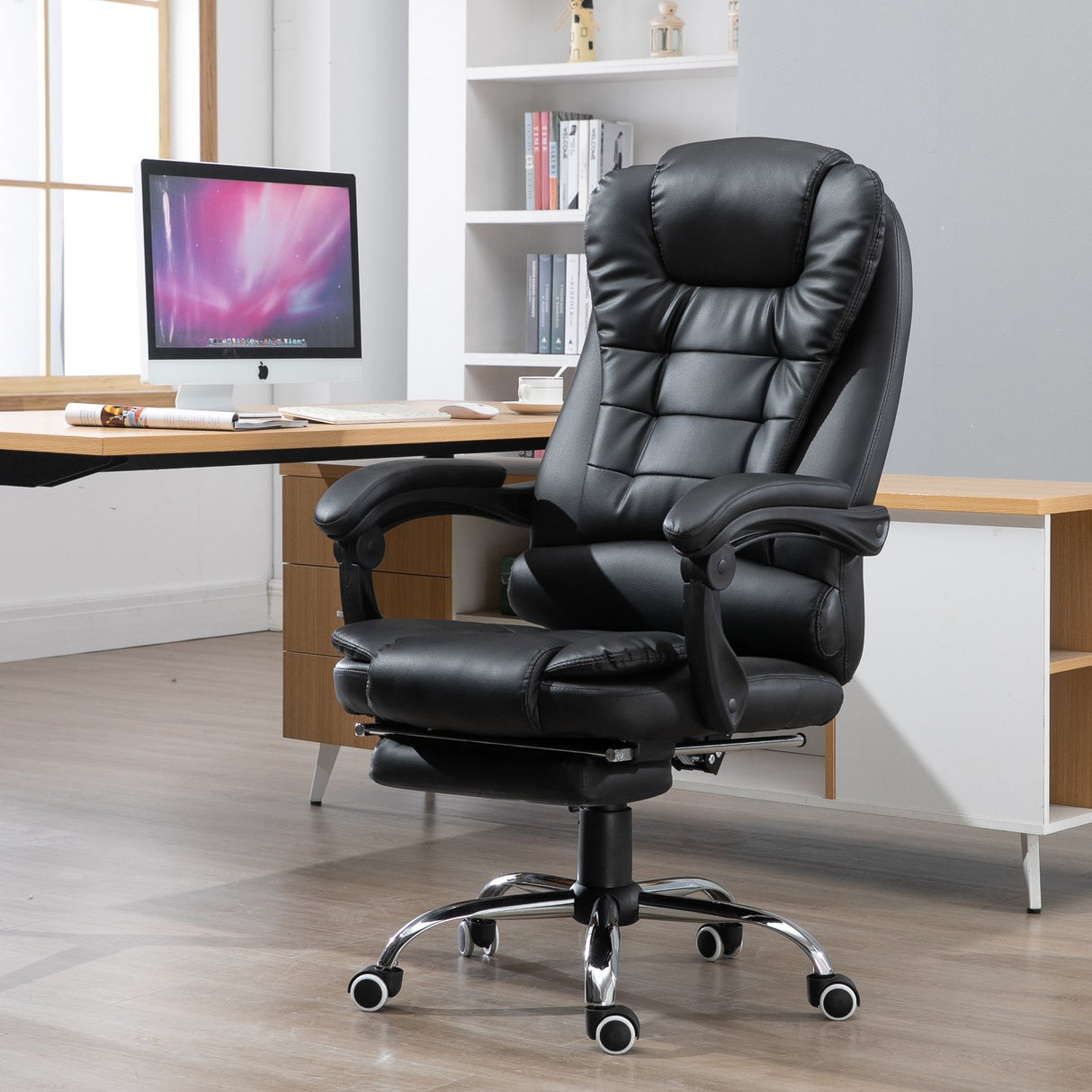 easycomfort easycomfort poltrona da ufficio imbottita regolabile girevole con poggiapiedi estraibile nero ean 8054144139036