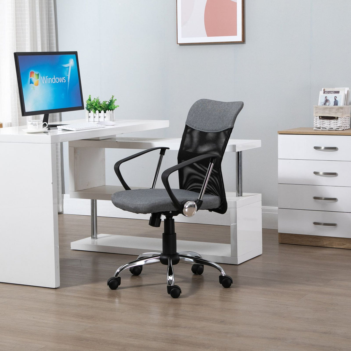 easycomfort easycomfort poltrona da ufficio in tessuto grigio sedia girevole ed ergonomica per scrivania ean 8054144136387