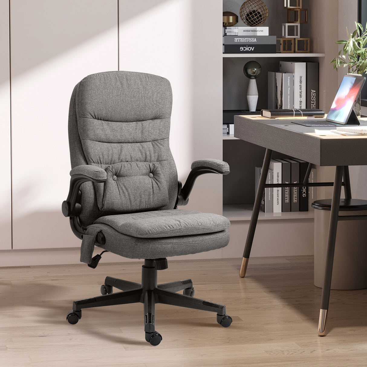 easycomfort easycomfort poltrona da ufficio massaggiante ad altezza regolabile 68 5x72x109 119cm grigia