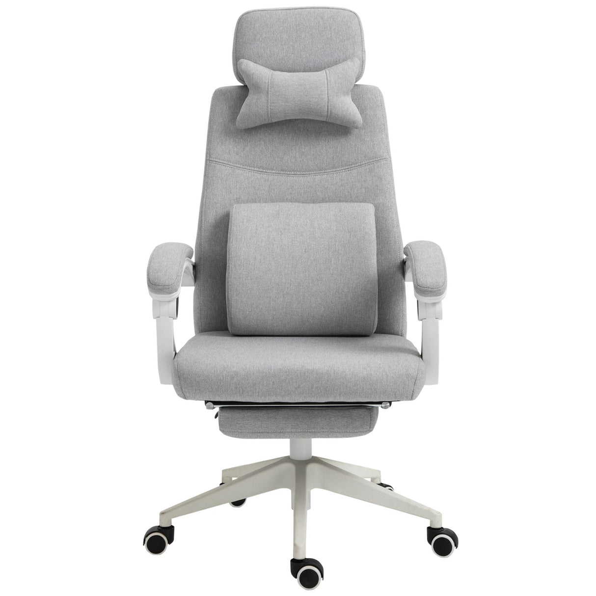 easycomfort easycomfort poltrona da ufficio sedia ergonomica cuscino lombare poggiatesta e poggiapiedi estraibile grigia 62x68x117 127cm ean 8054144135526