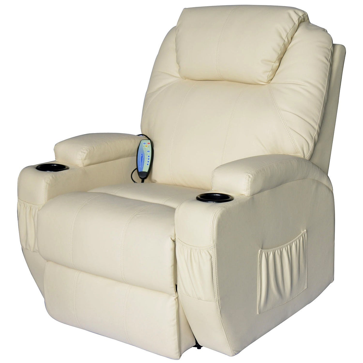 easycomfort easycomfort poltrona dondolo da massaggio poltrona massaggiante reclinabile a 8 punti girevole a 360 in simipelle 84 x 92 x 109cm crema ean 8054144137186