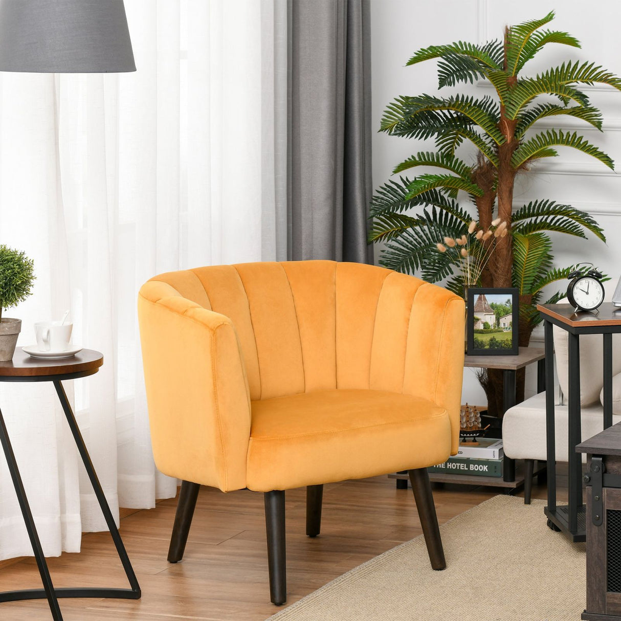 easycomfort easycomfort poltrona in velluto per soggiorno poltroncina per camera da letto gialla ean 8055776916514