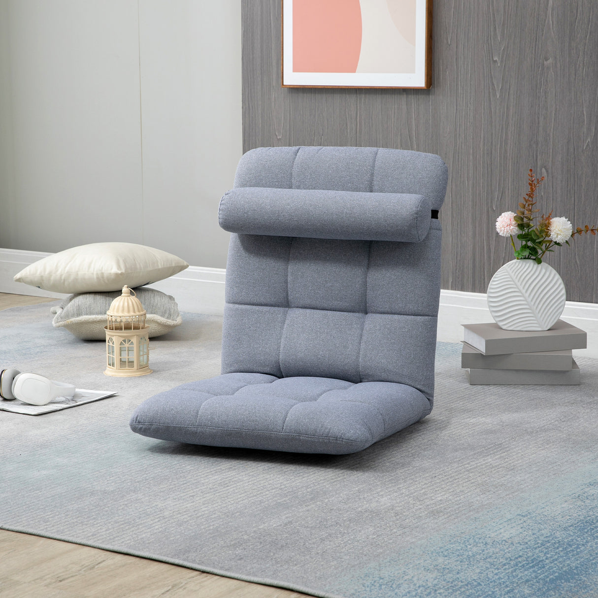 easycomfort easycomfort poltrona letto singolo con altezza regolabile in 5 livelli e cuscino rimovibile 53x64x60 cm grigio