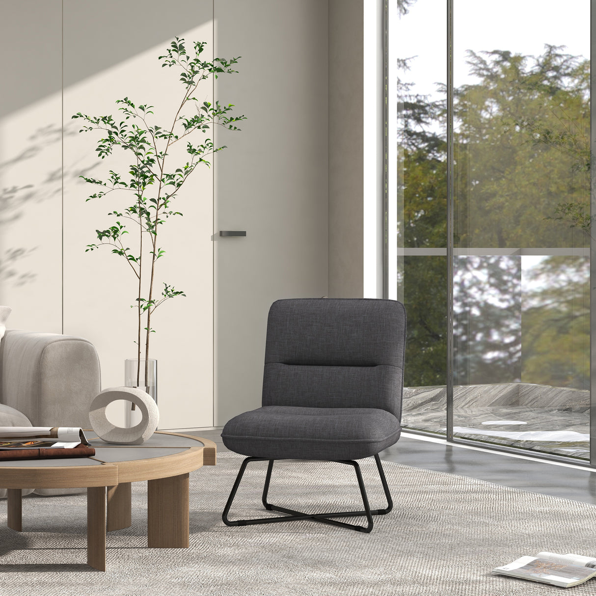 easycomfort easycomfort poltrona moderna con base in acciaio e rivestimento in tessuto 61x68x83 5cm grigio scuro