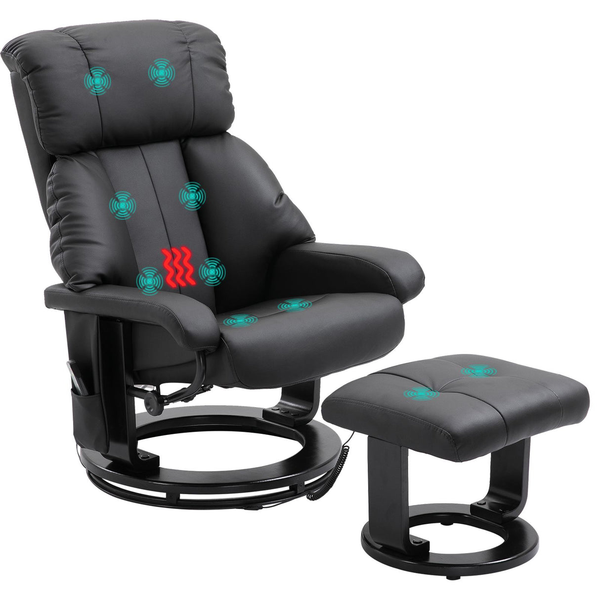 easycomfort easycomfort poltrona reclinabile massaggiante con riscaldamento in ecopelle e legno poggiapiedi incluso nero ean 8055776911557