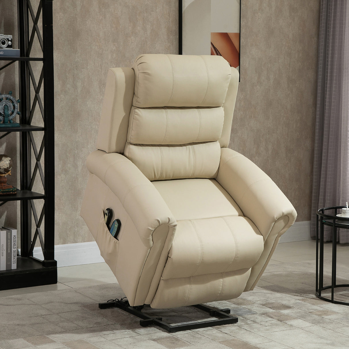 easycomfort easycomfort poltrona relax alzapersona reclinabile con funzione massaggio 98x96x105cm crema