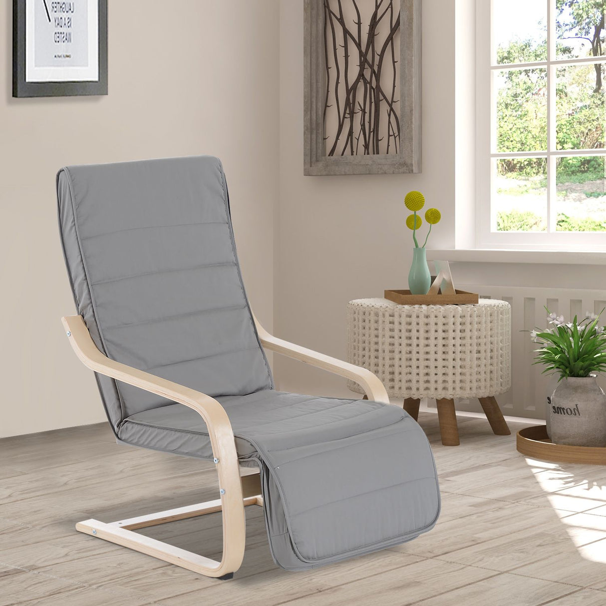 easycomfort easycomfort poltrona relax con poggiapiedi a 5 livelli e poggiatesta legno di betulla ean 8054144131351