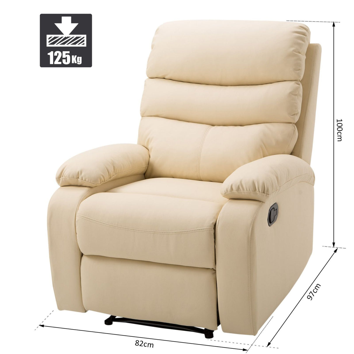 easycomfort easycomfort poltrona relax con schienale reclinabile e poggiapiedi rialzabile in ecopelle beige 82 97 100cm ean 8054144135373