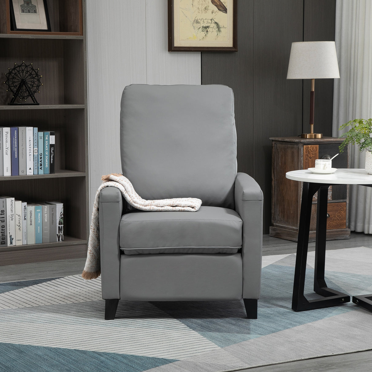 easycomfort easycomfort poltrona relax imbottita e reclinabile manualmente in similpelle 70 5x86x99cm grigio