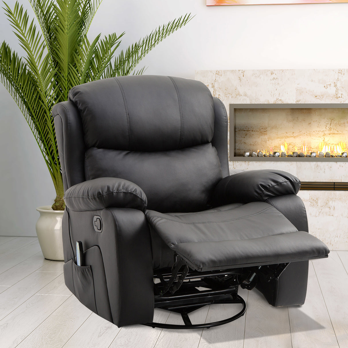 easycomfort easycomfort poltrona relax massaggiante con reclinazione e poggiapiedi 97x92x104cm nero