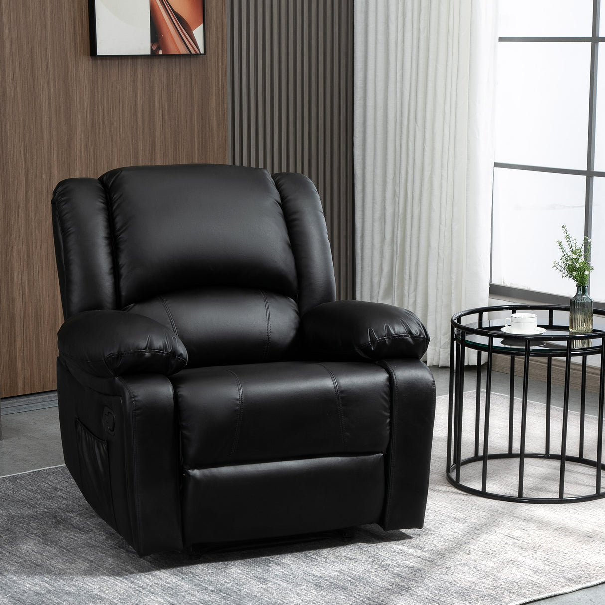 easycomfort easycomfort poltrona relax reclinabile con maniglia e tasche laterali 100x89x100cm nera