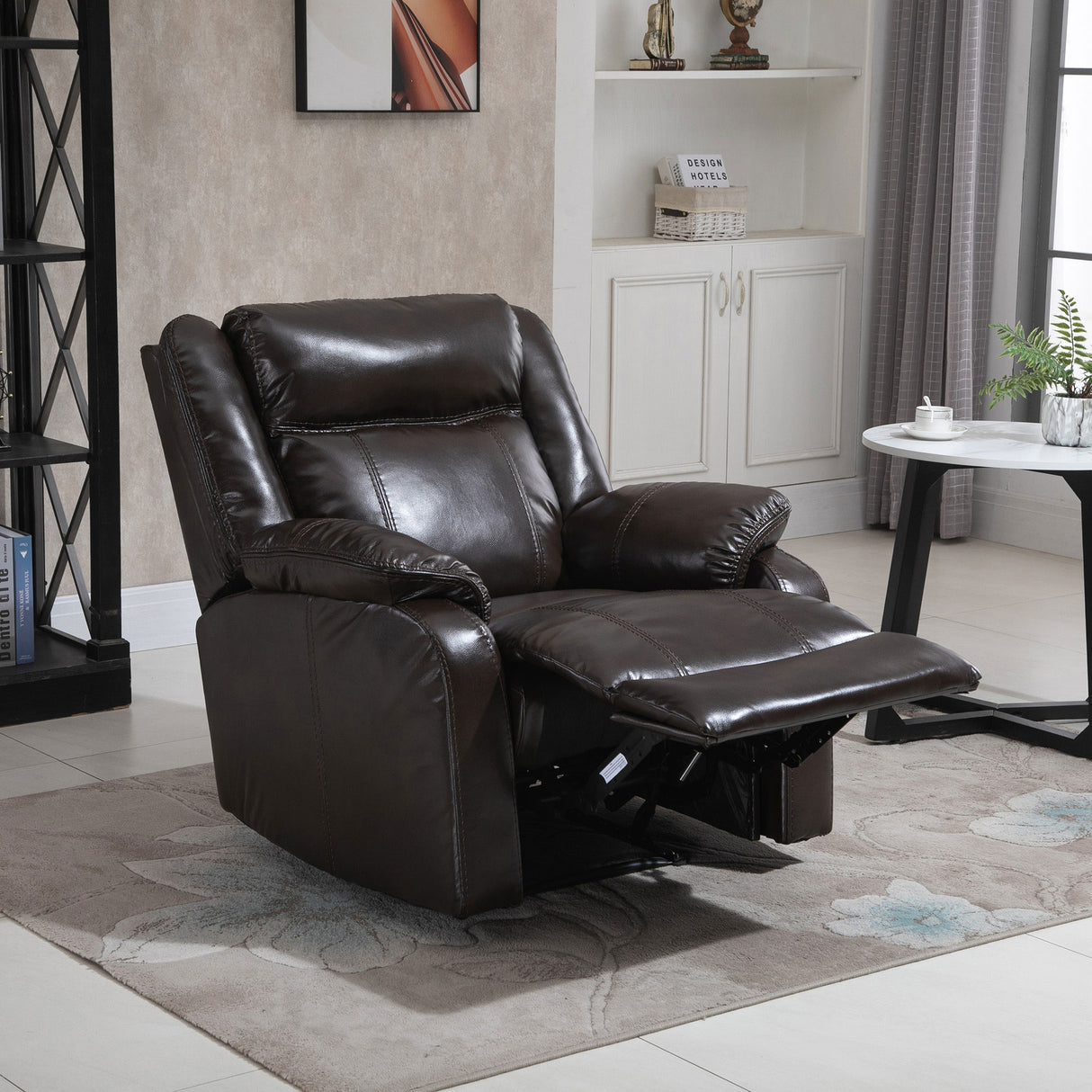easycomfort easycomfort poltrona relax reclinabile con poggiapiedi in similpelle pu marrone