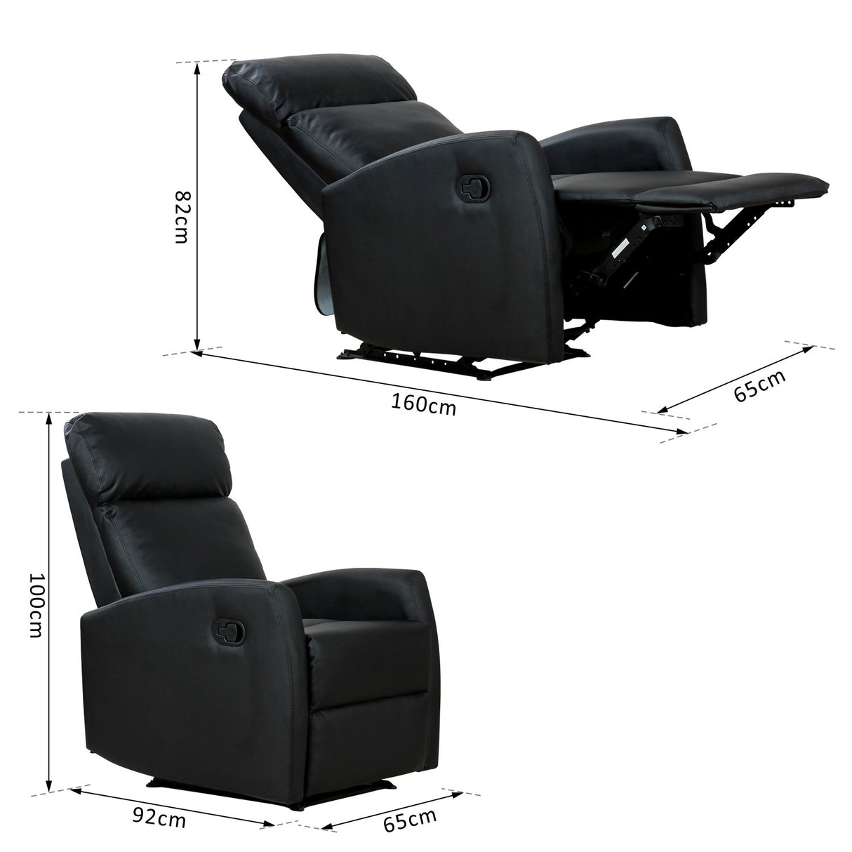 easycomfort easycomfort poltrona relax reclinabile ergonomica in ecopelle 65x92x100cm nero ean 8054144137315