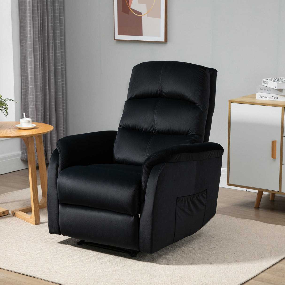 easycomfort easycomfort poltrona relax reclinabile fino a 155 con poggiatesta e poggiapiedi in tessuto 85x95x104cm nero