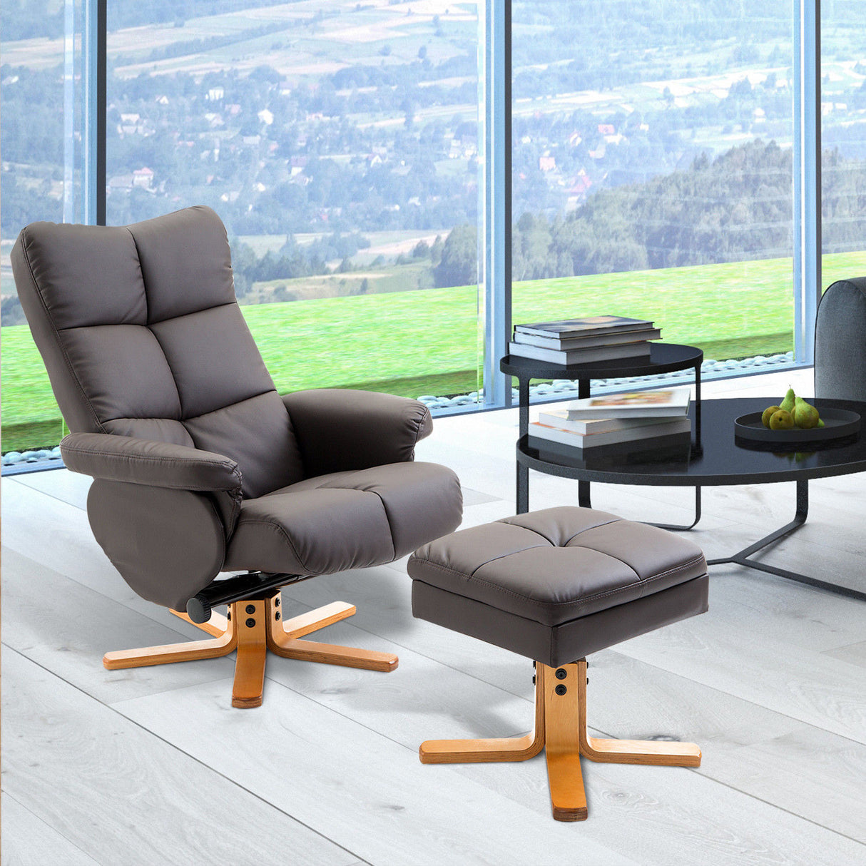 easycomfort easycomfort poltrona sedia relax reclinabile con poggiapiedi in ecopelle marrone ean 8055776910086