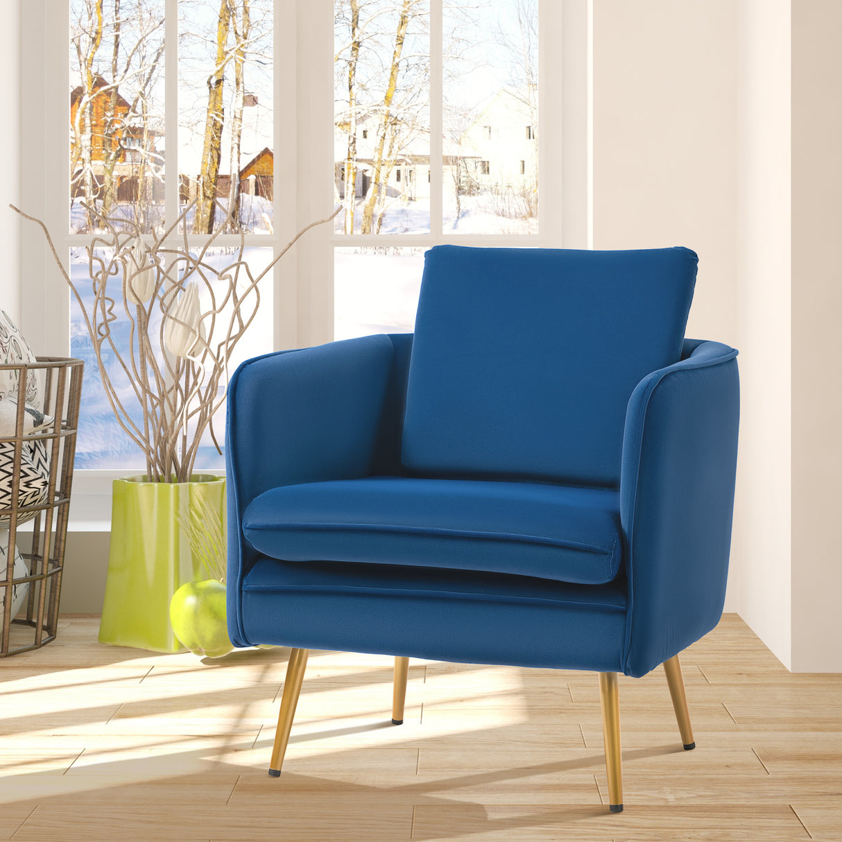 easycomfort easycomfort poltroncina in velluto imbottita con braccioli 63x61x80cm blu