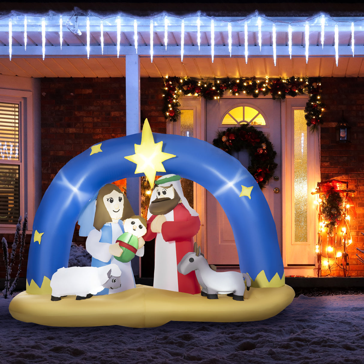 easycomfort easycomfort presepe di natale gonfiabile con 5 luci led integrate e gonfiatore incluso 206x95x157cm