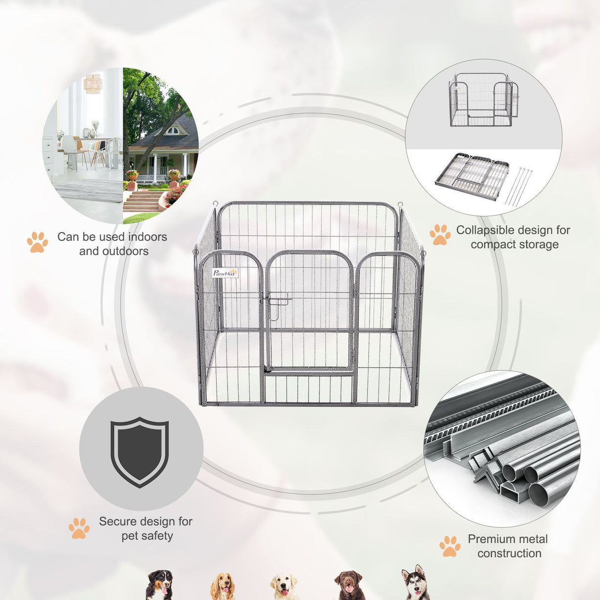 easycomfort easycomfort recinto per cani animali domestici per interni ed esterni in metallo grigio 82cm x 82cm x 60cm ean 8054111841221