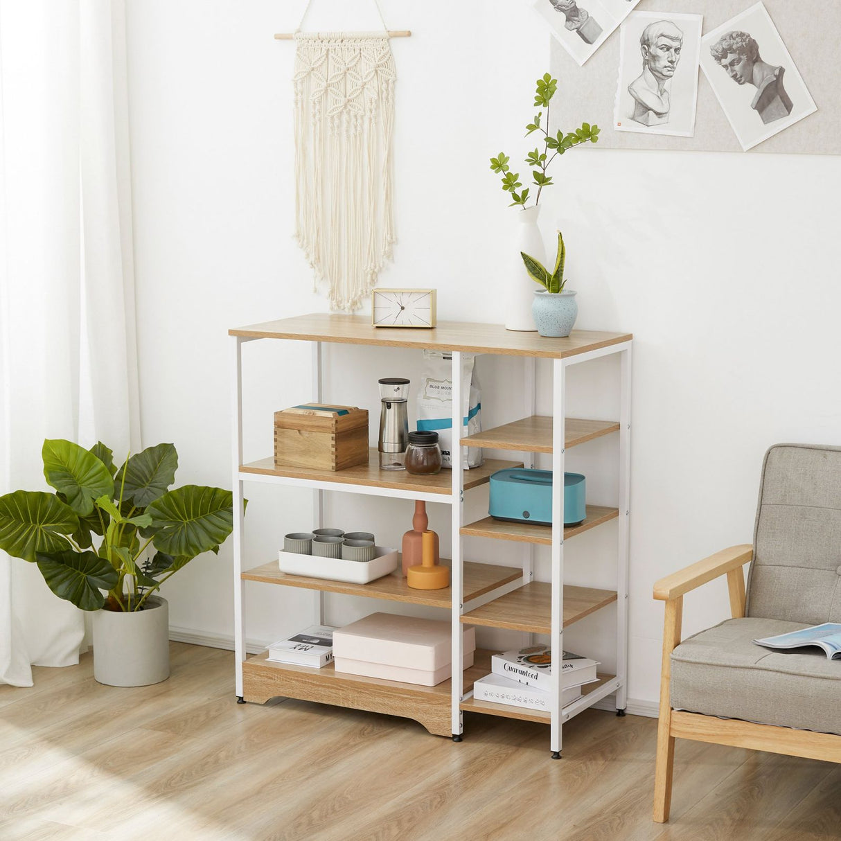 easycomfort easycomfort scaffale da cucina salvaspazio stile industriale struttura in metallo e legno legno