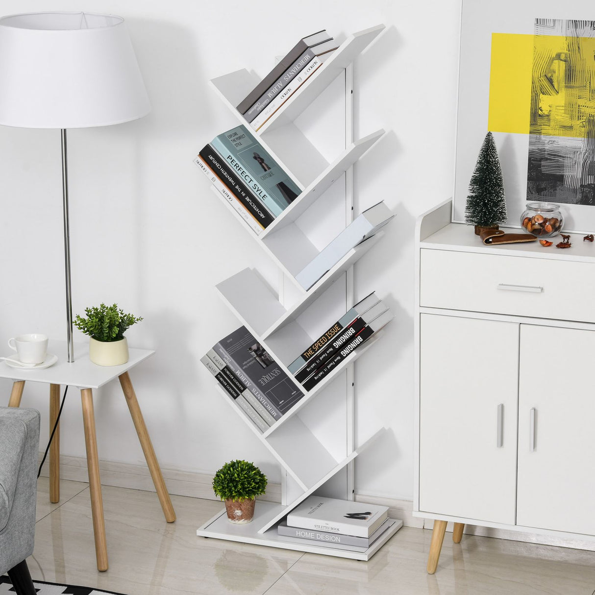easycomfort easycomfort scaffale legno libreria design in legno moderna bianco con 10 ripiani 50x28x142cm ean 8054111846714