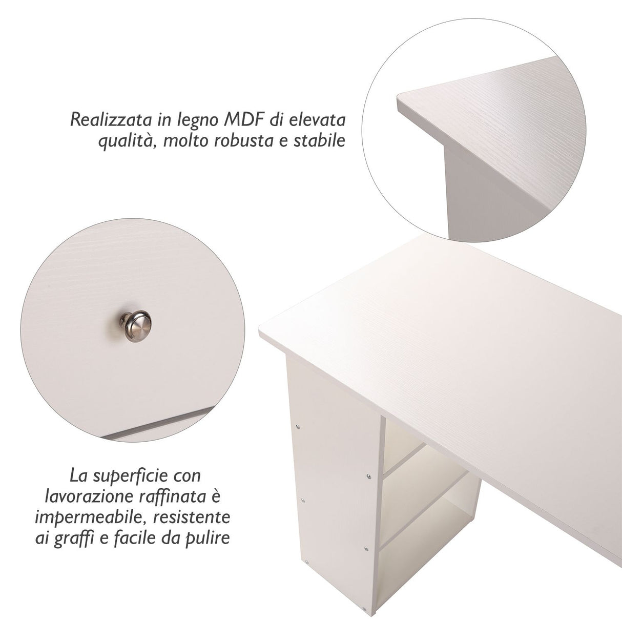 easycomfort easycomfort scrivania con cassetti e ripiani portaoggetti bianco 120x49x72cm ean 8054111848909