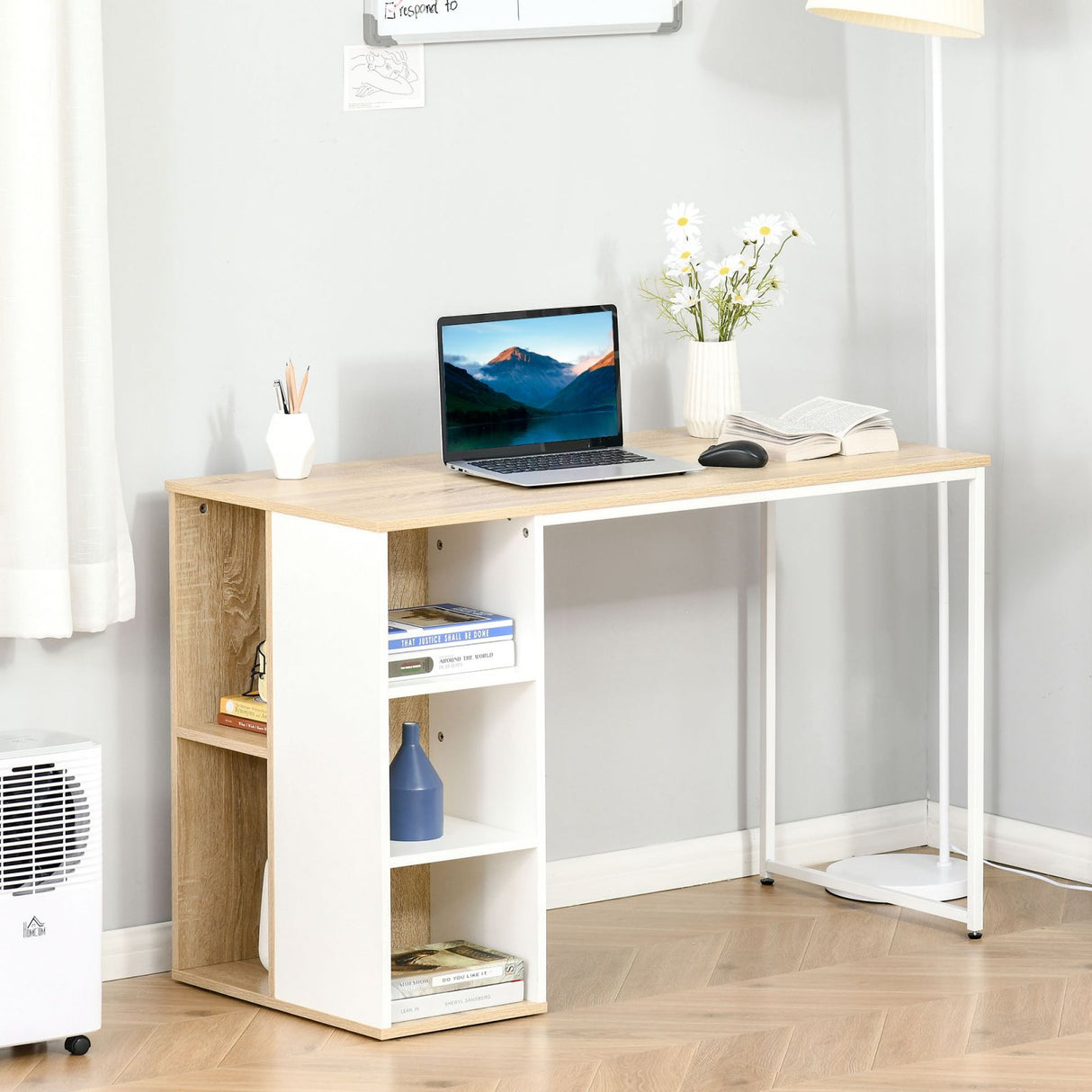 easycomfort easycomfort scrivania porta pc con ripiani rovere bianco