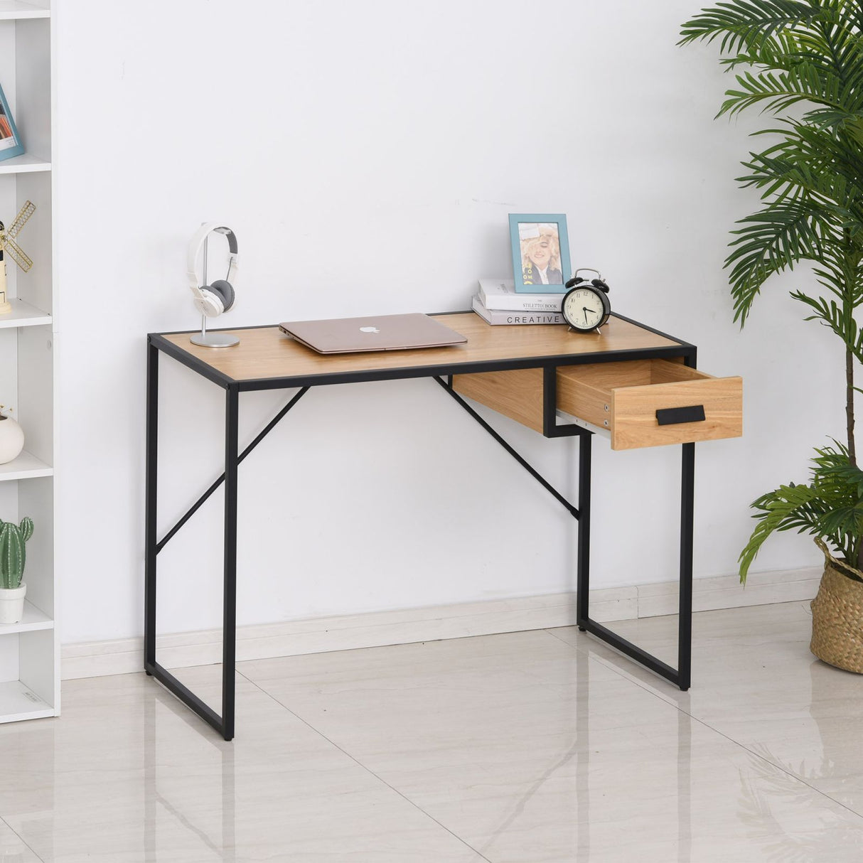 easycomfort easycomfort scrivania salvaspazio dal design industriale con 1 cassetto ean 8054144135878