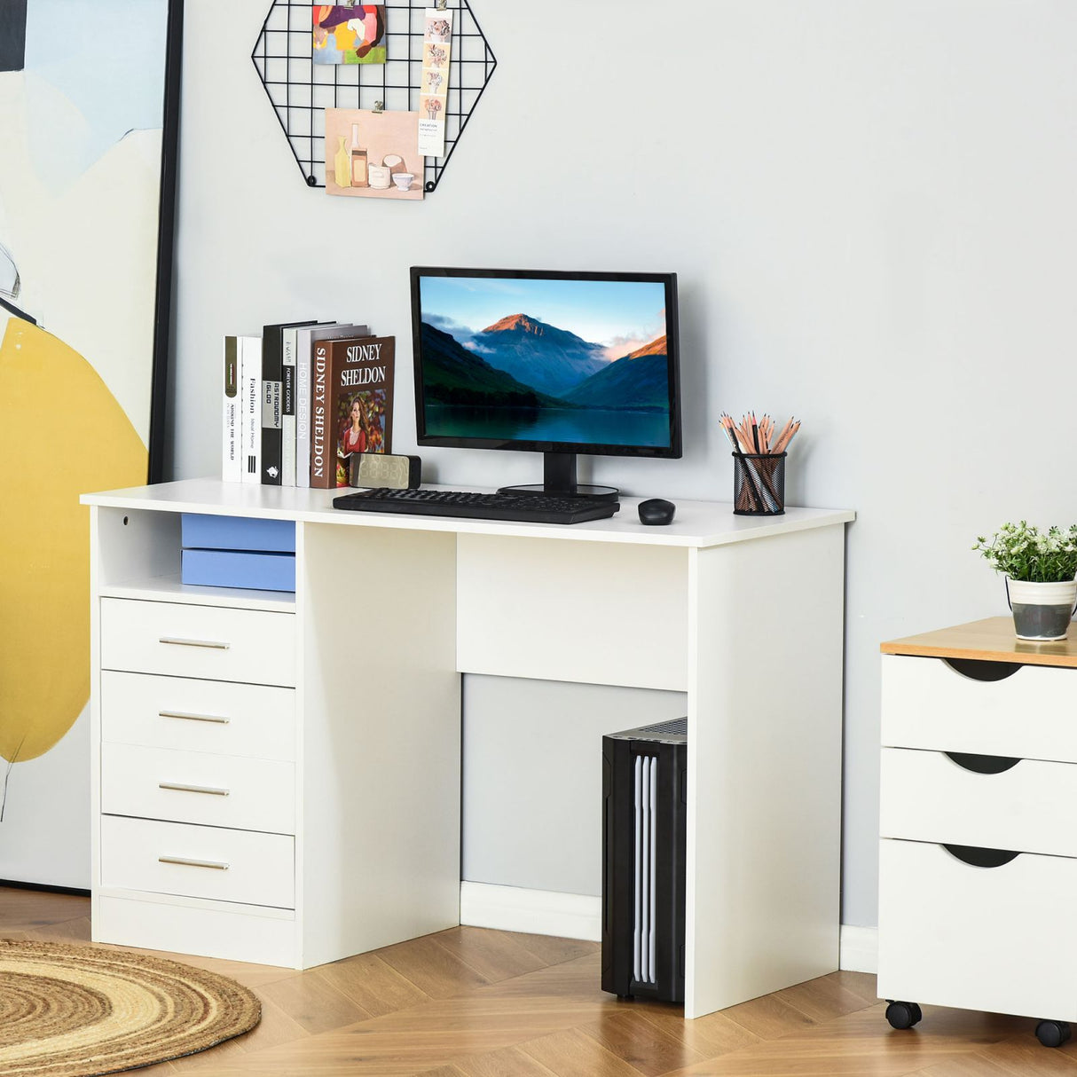 easycomfort easycomfort scrivania salvaspazio moderna per ufficio struttura in legno bianco