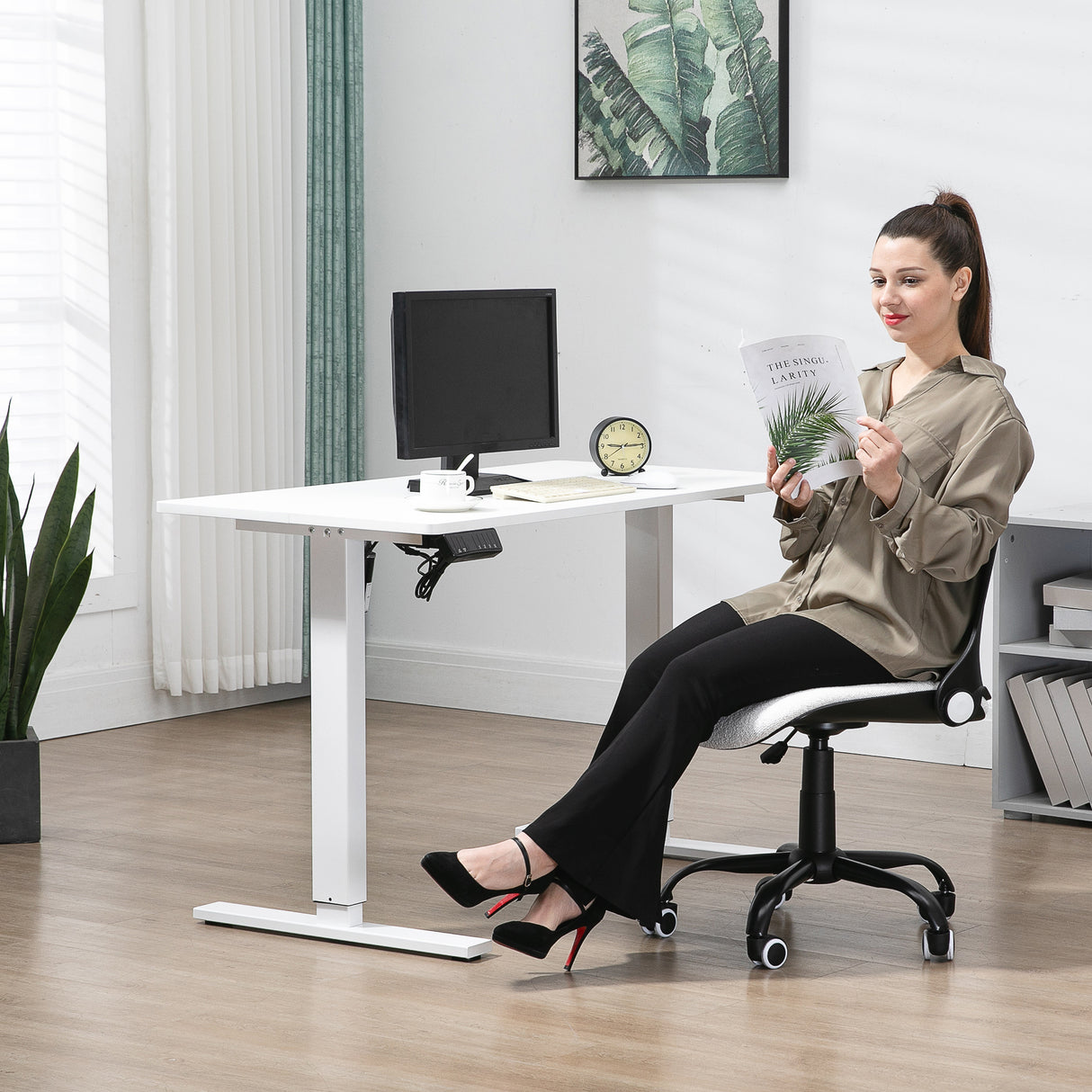 easycomfort easycomfort scrivania sollevabile elettrica a 3 altezze con sistema anticollisione 120x60x74 5 114 5cm bianco