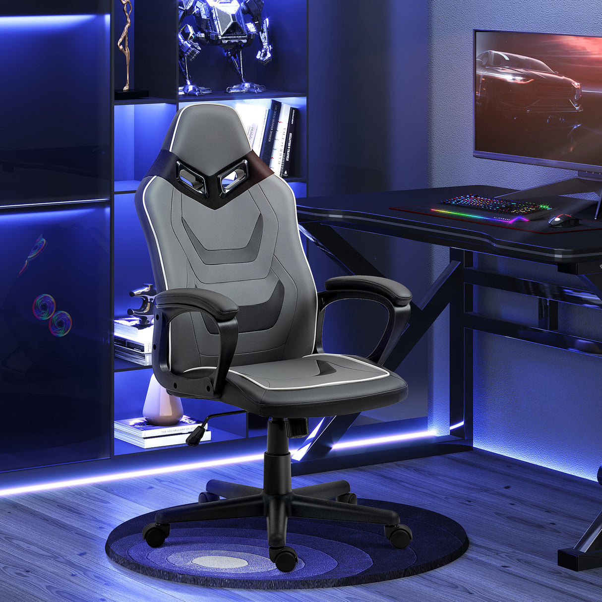 easycomfort easycomfort sedia da gaming ad altezza regolabile con funzione dondolo per casa e ufficio 60x63x113 125 cm grigia e nera