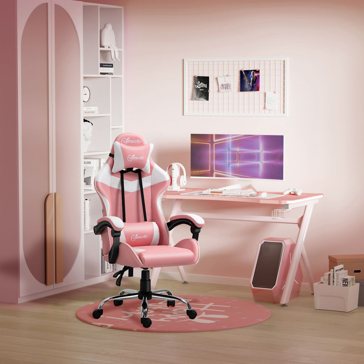 easycomfort easycomfort sedia da gaming ergonomica con altezza regolabile e reclinabile rosa