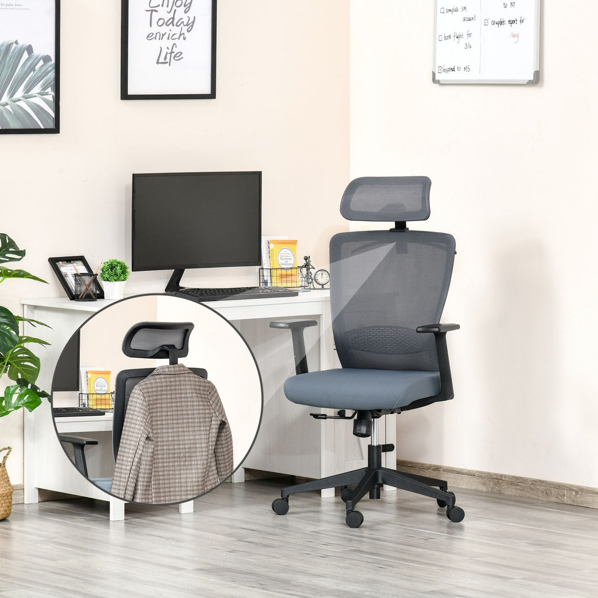 easycomfort easycomfort sedia da ufficio ergonomica altezza regolabile supporto lombare e poggiatesta gruccia integrata grigio