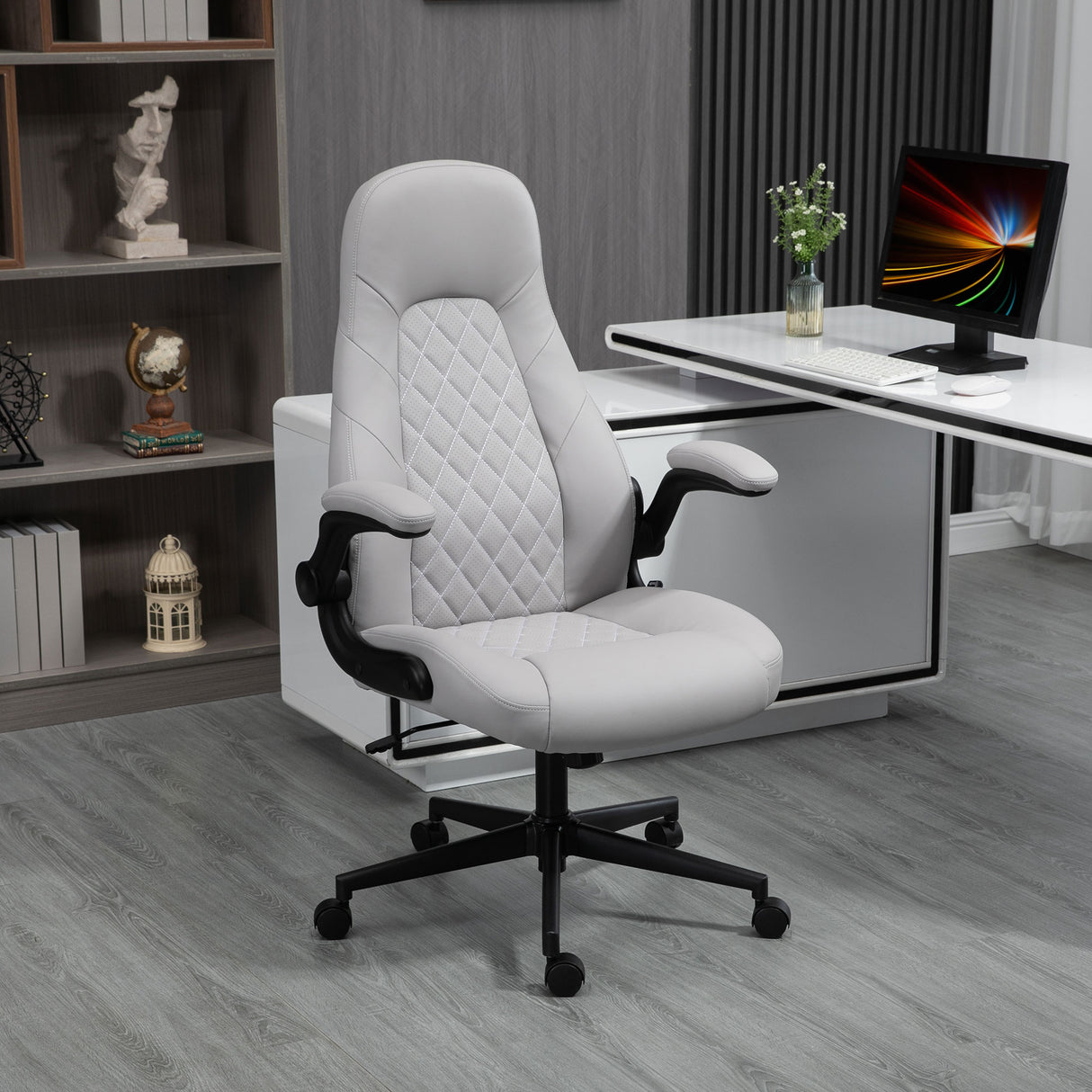 easycomfort easycomfort sedia da ufficio ergonomica con braccioli ribaltabili e altezza regolabile 67x70x112 122 cm grigio