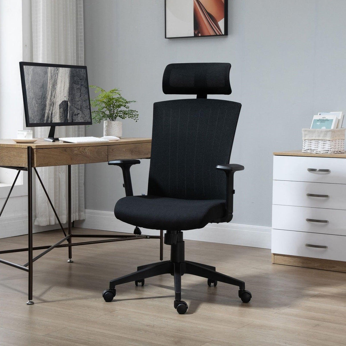 easycomfort easycomfort sedia da ufficio ergonomica con poggiatesta e supporto lombare altezza e braccioli regolabili 65x63x119 129cm nero