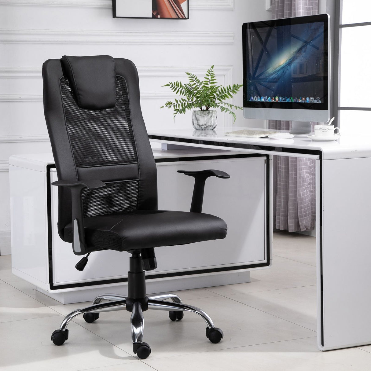 easycomfort easycomfort sedia da ufficio ergonomica girevole in mesh e ecopelle altezza regolabile nero ean 8054144139920