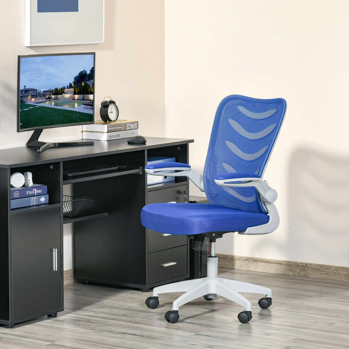 easycomfort easycomfort sedia da ufficio ergonomica poltrona girevole altezza regolabile e braccioli sollevabili 58 5x58x94 5 103 5cm blu