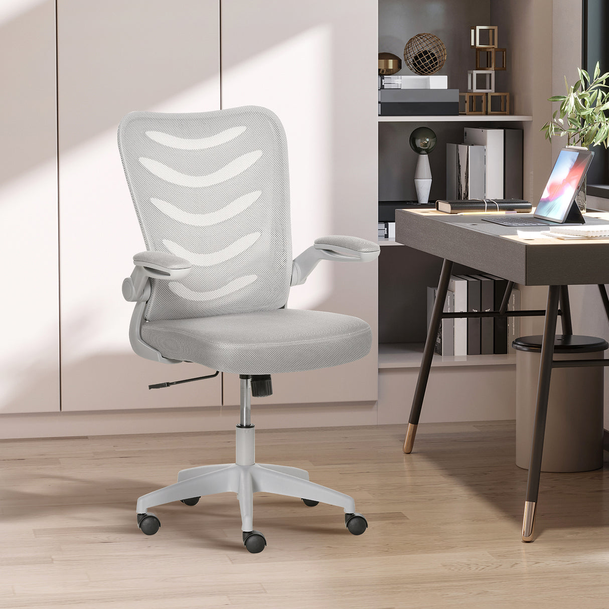 easycomfort easycomfort sedia da ufficio ergonomica poltrona girevole altezza regolabile e braccioli sollevabili 58 5x58x94 5 103 5cm grigio