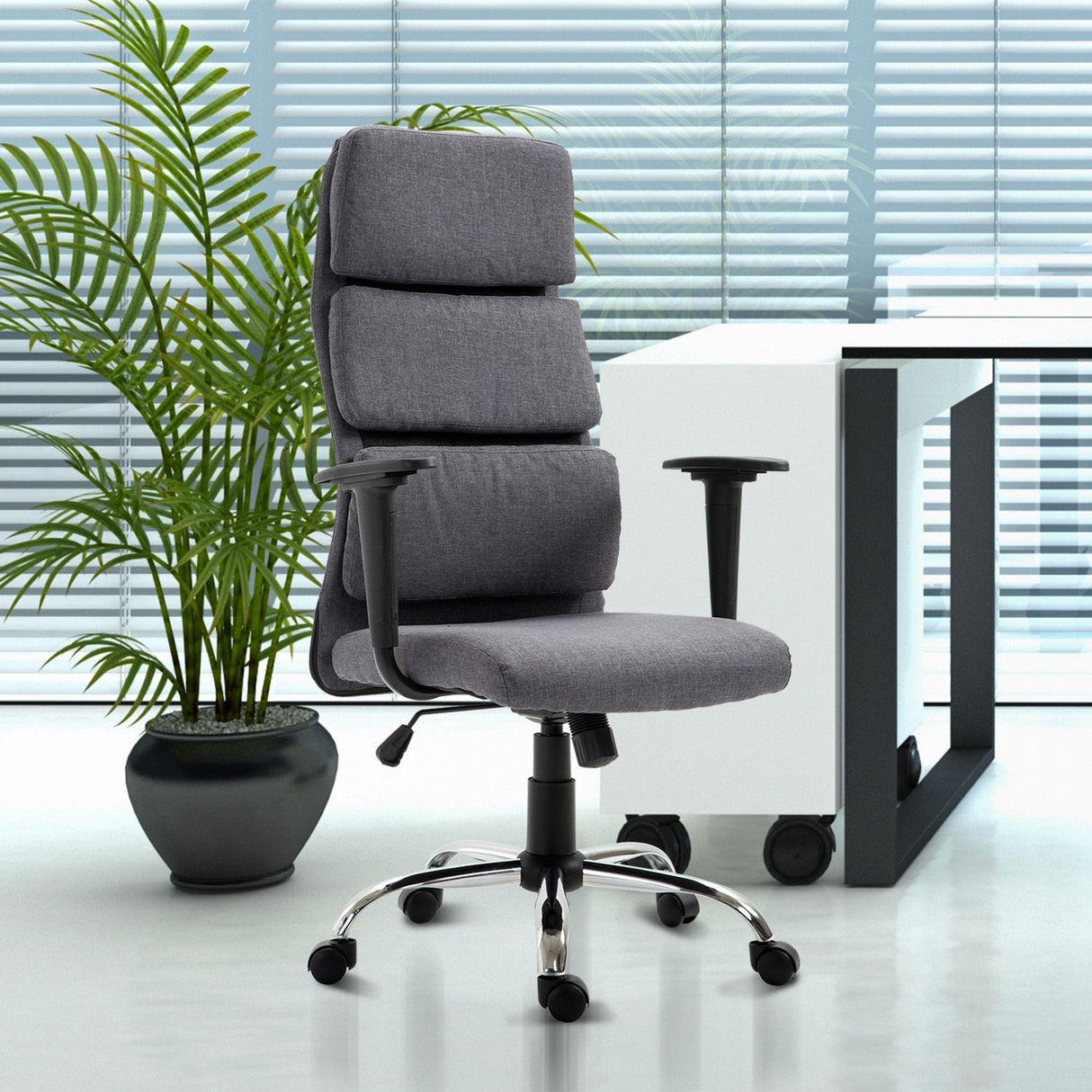 easycomfort easycomfort sedia da ufficio girevole con schienale alto regolabile in tessuto grigio ean 8055776914244