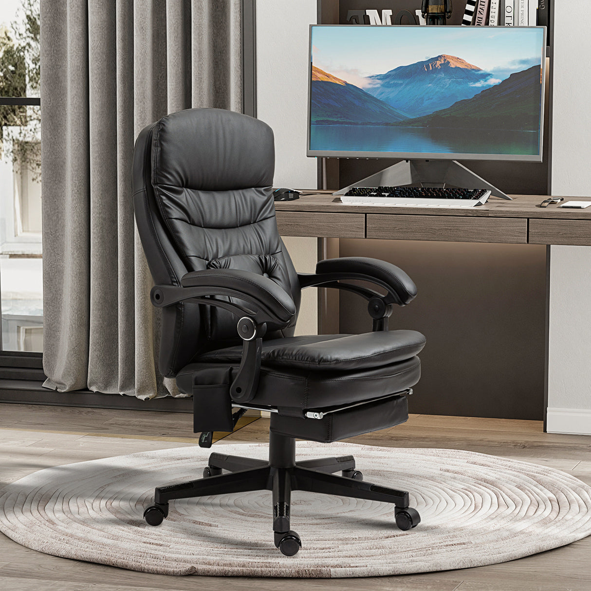 easycomfort easycomfort sedia da ufficio massaggiante in similpelle con presa usb 64x69x107 115cm nero