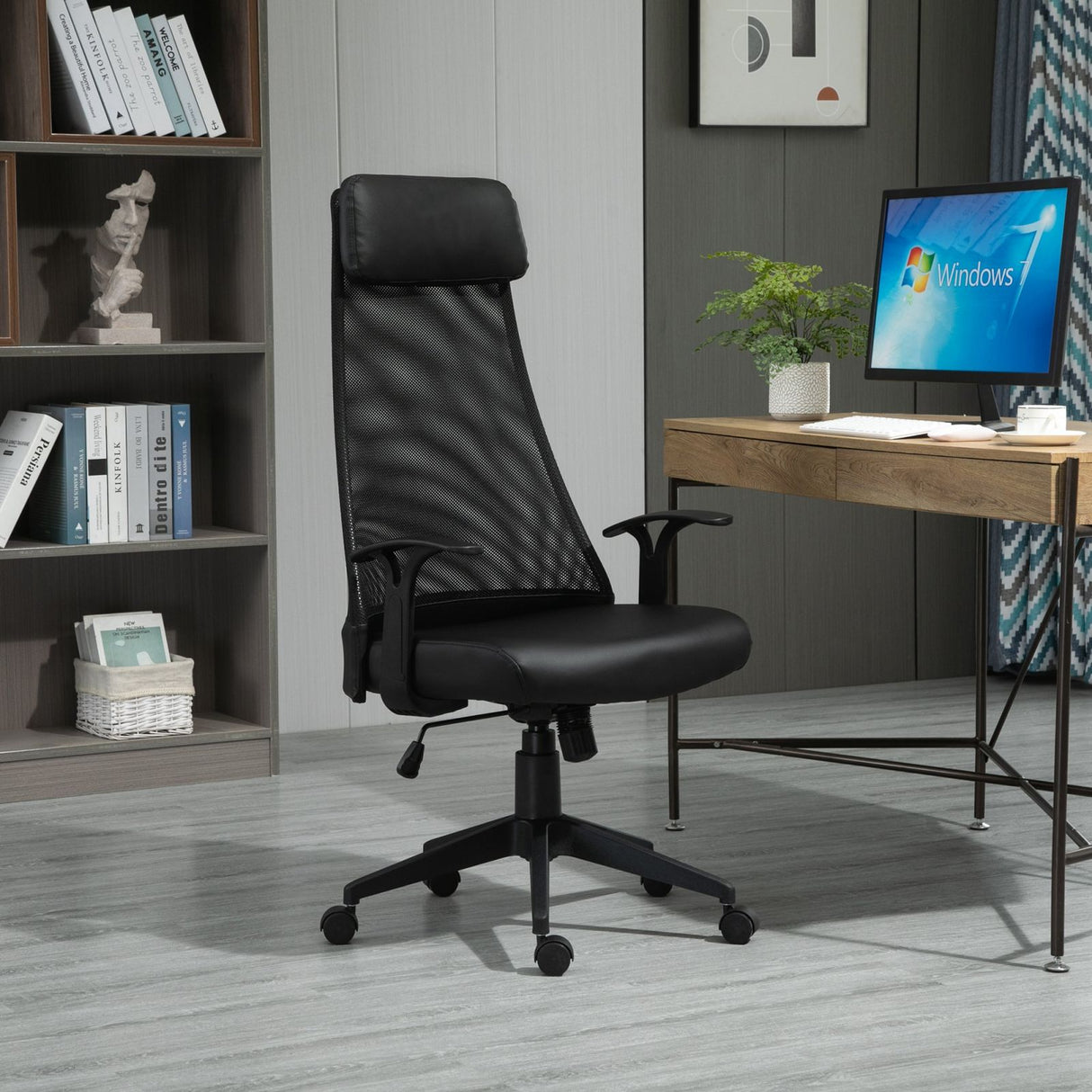 easycomfort easycomfort sedia da ufficio poltrona ergonomica girevole con altezza regolabile in similpelle e tessuto nero