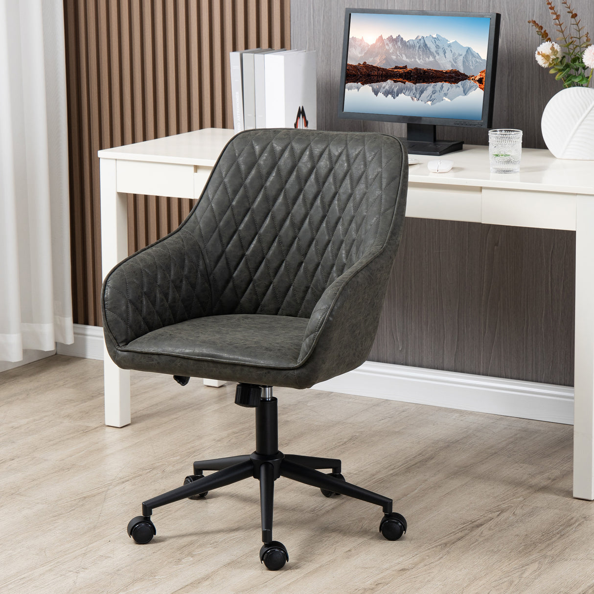 easycomfort easycomfort sedia da ufficio reclinabile con altezza regolabile in pelle pu gommapiuma e acciaio 59x60x90 100 cm grigia