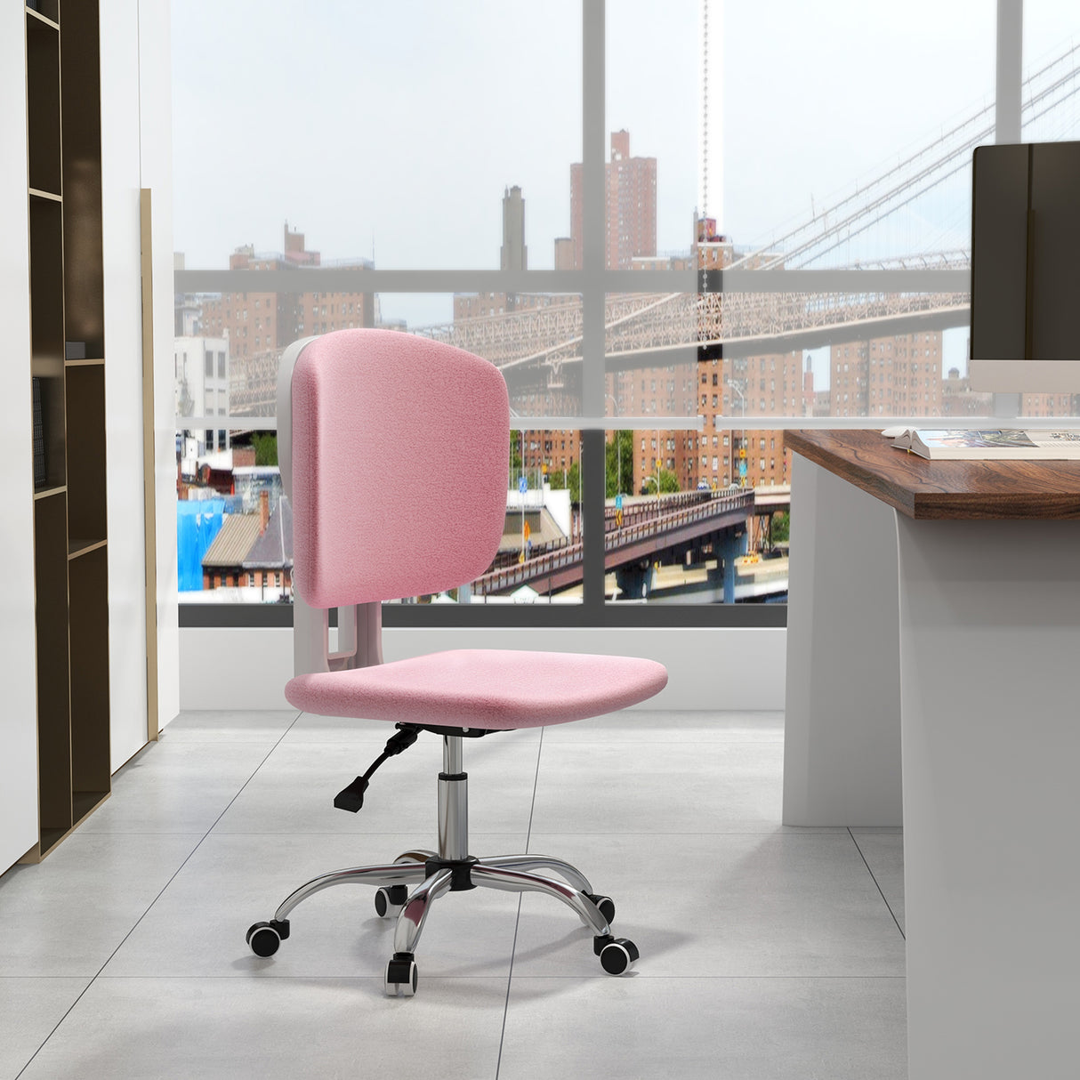 easycomfort easycomfort sedia ergonomica ad altezza regolabile in tessuto effetto lino con schienale ricurvo 48x53x80 90 cm rosa