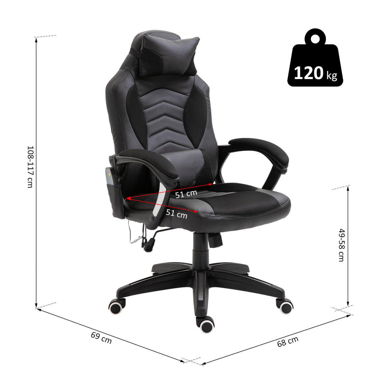 easycomfort easycomfort sedia gaming massaggiante e riscaldante nero ean 8054144135939
