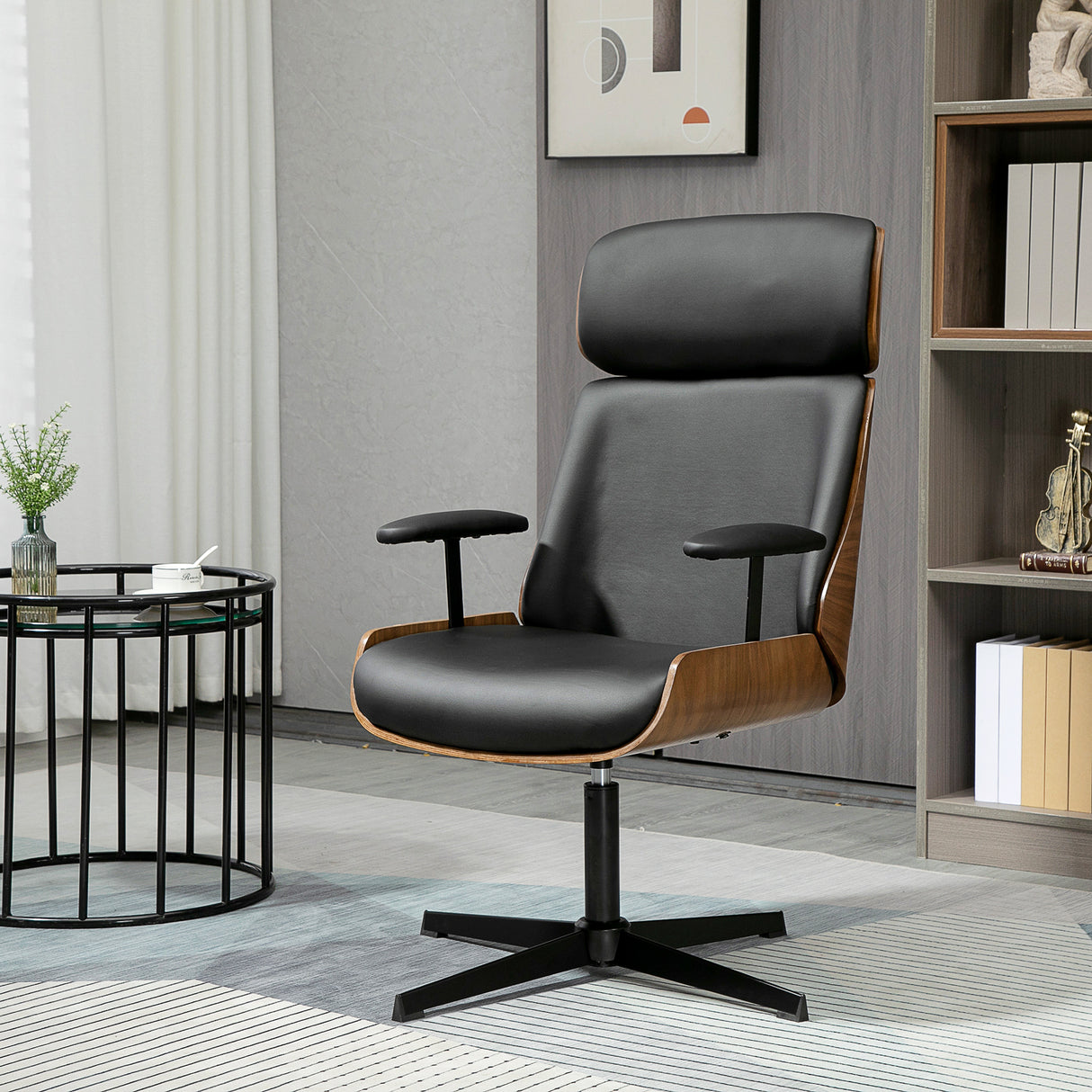 easycomfort easycomfort sedia per scrivania con schienale in legno e seduta in pelle pu traspirante e imbottita 62x76 5x105 cm nera