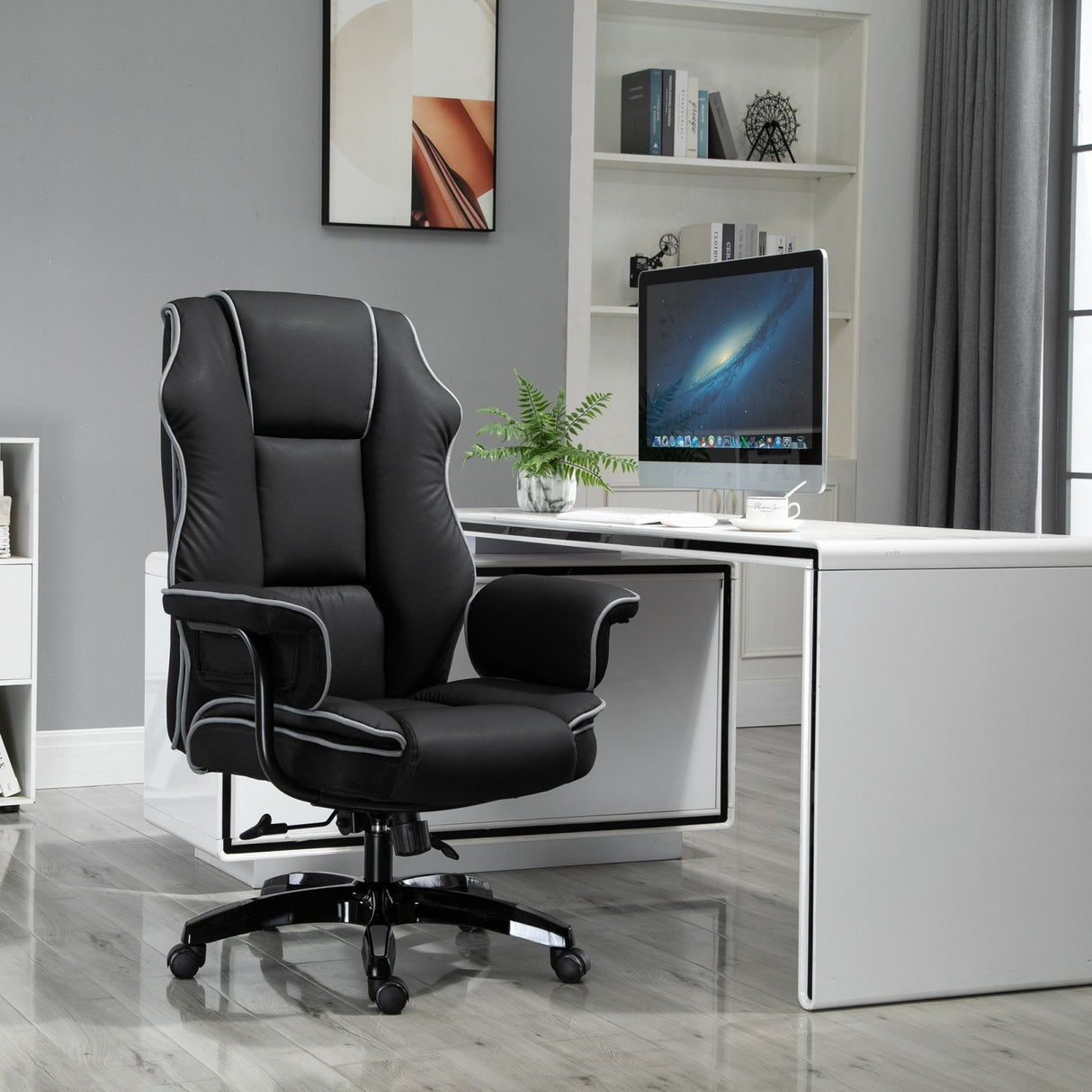 easycomfort easycomfort sedia ufficio ergonomica posturale con braccioli in similpelle nera con altezza regolabile e schienale reclinabile 150 ean 8054144133478
