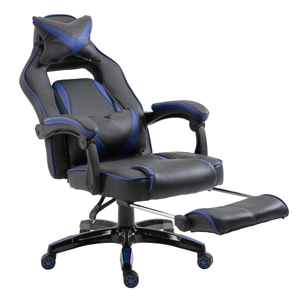 easycomfort easycomfort sedie da ufficio sedia da gaming sedia da scrivania ergonomiche con rotelle in ecopelle blu e nero ean 8055776915760