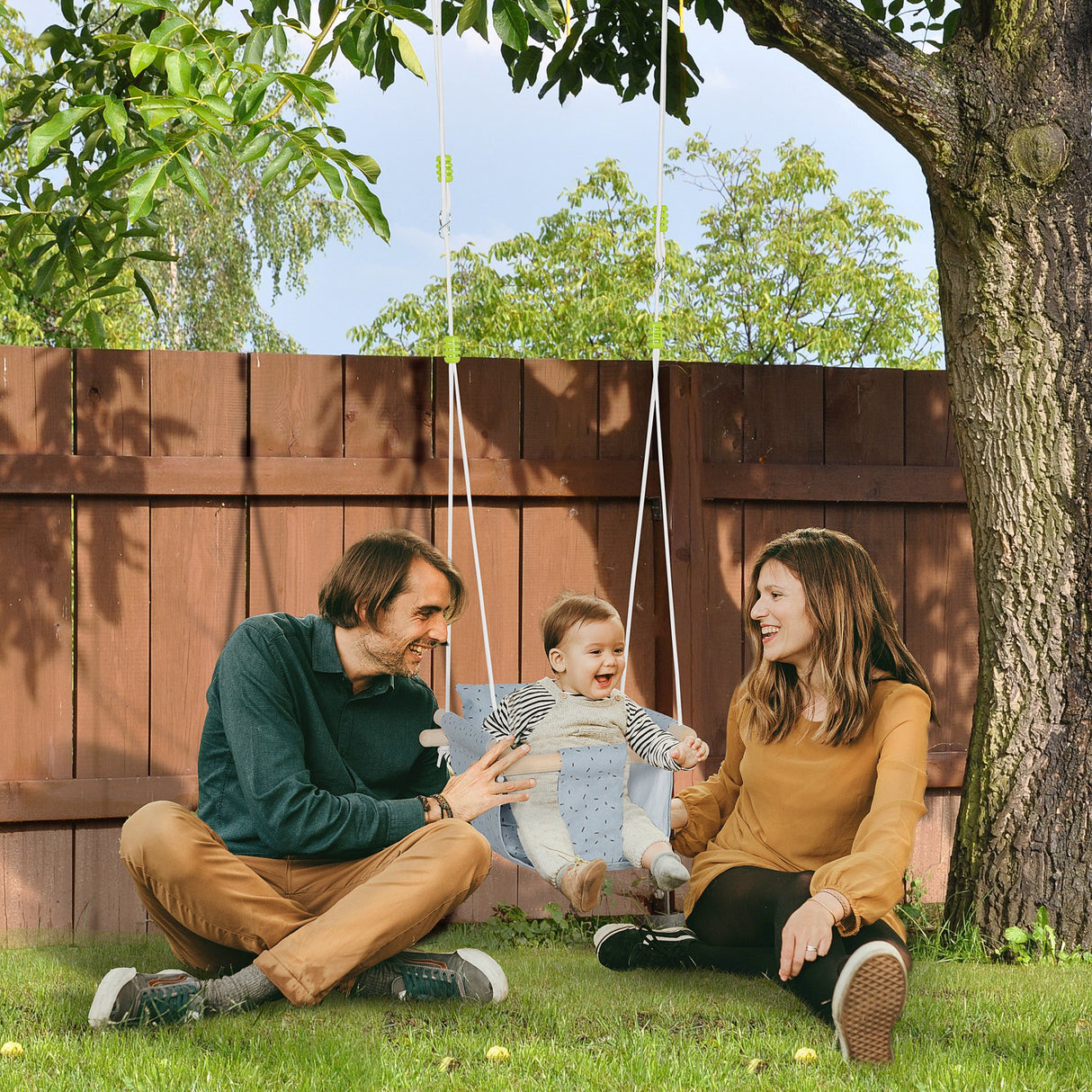 easycomfort easycomfort seggiolino altalena per bambini in tessuto e legno con cuscino 40x40x180cm grigio