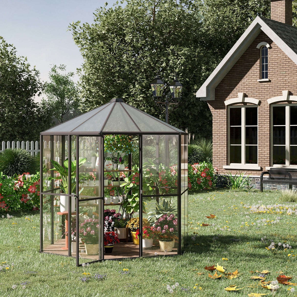 easycomfort easycomfort serra da giardino in policarbonato e alluminio esagonale 2 42 4m trasparente