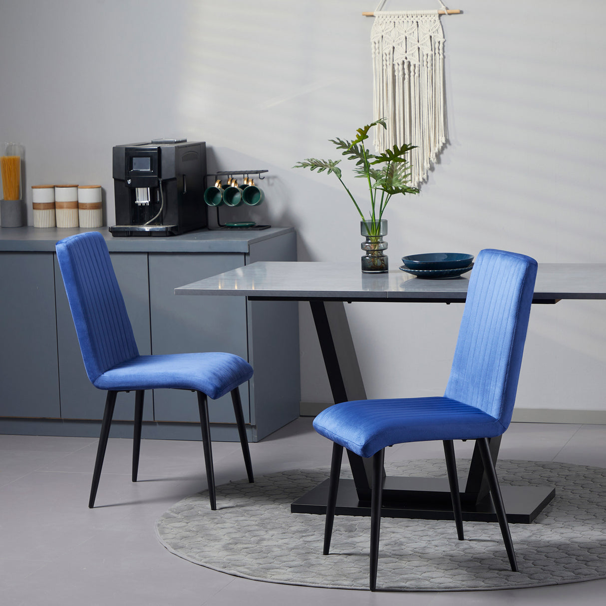 easycomfort easycomfort set 2 sedie da cucina imbottite in tessuto effetto velluto con design salvaspazio 43x58x90 cm