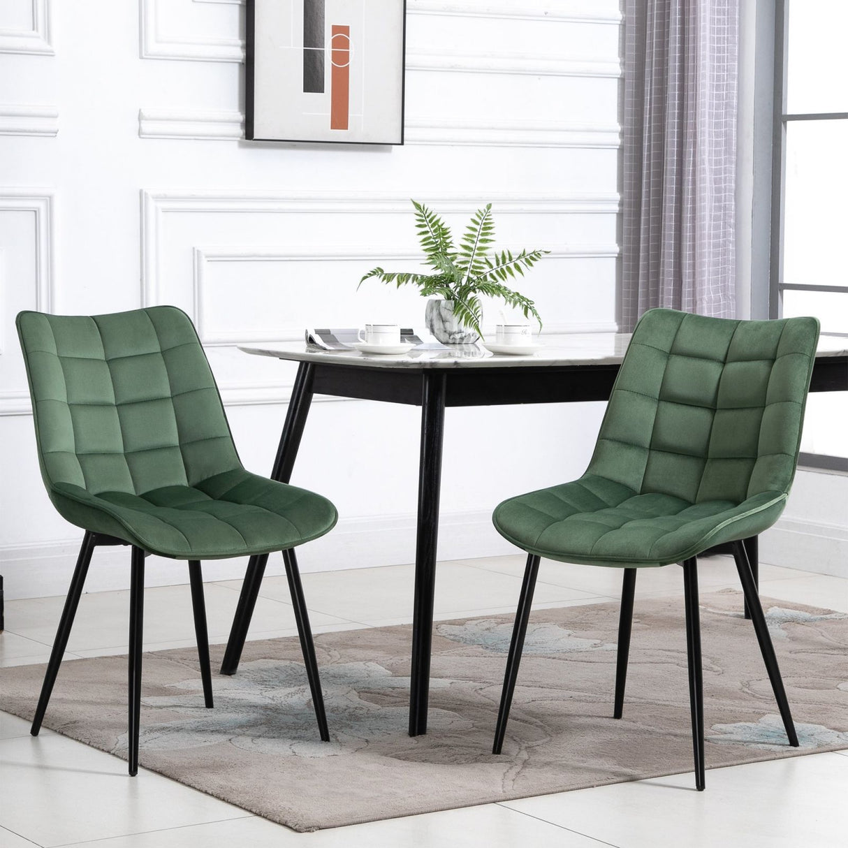 easycomfort easycomfort set 2 sedie moderne imbottite per soggiorno stile nordico velluto verde ean 8055776911335